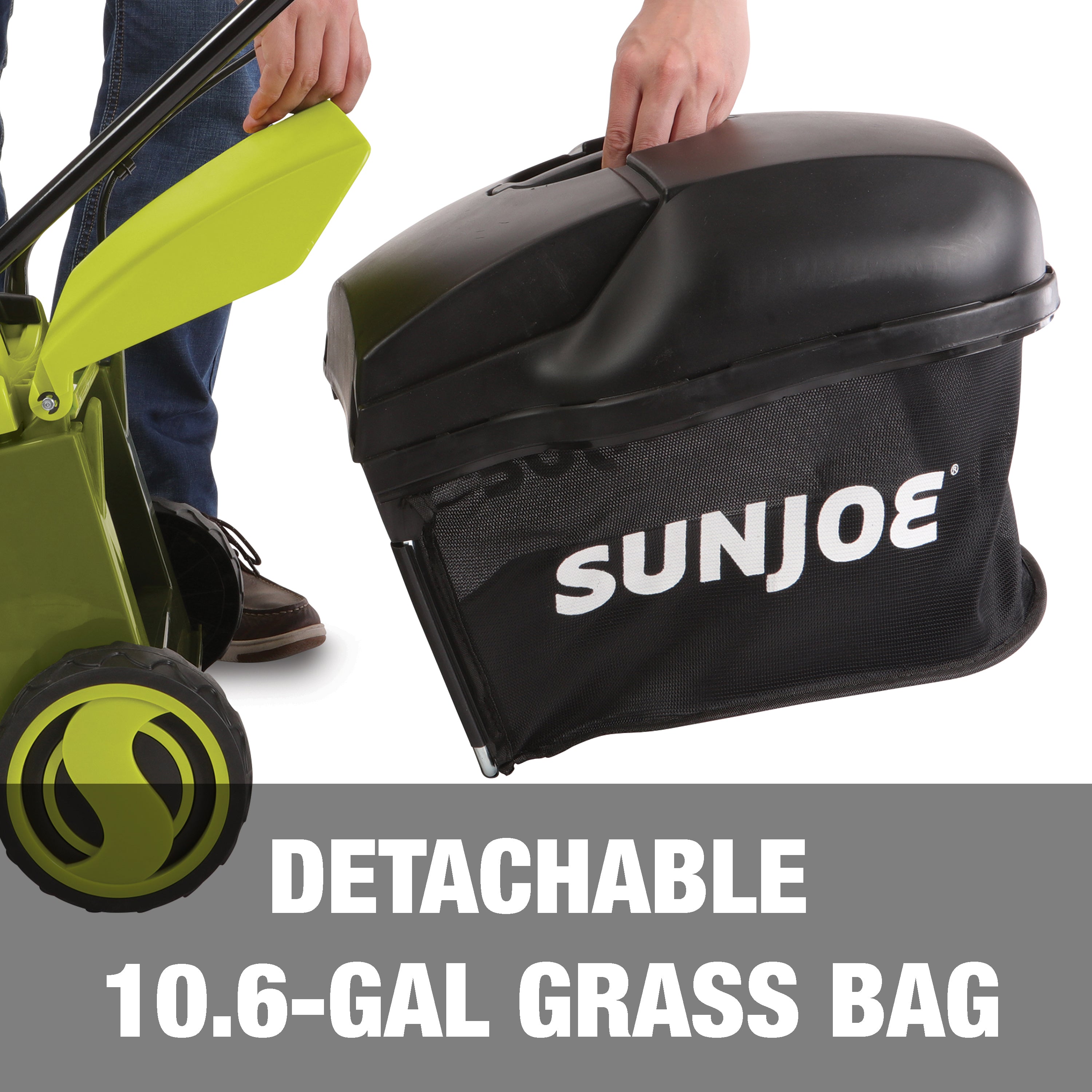 Sun Joe 24V MJ14C Cordless Push Lawn Mower Kit - 14 Inch Lightweight Battery Powered Mower with 4.0Ah Battery & Fast Charger - Perfect for Small to Medium Yards & Eco-Friendly Lawn Care