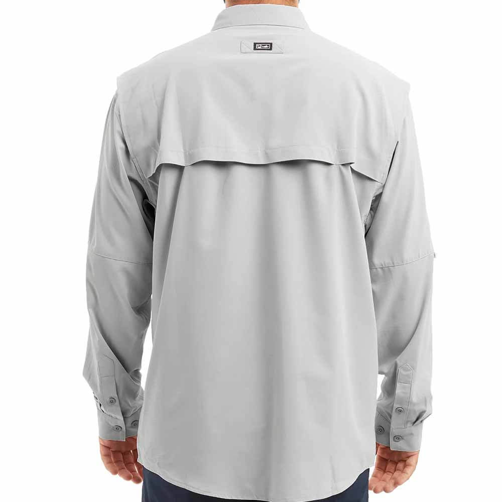 Pelagic Light Grey Long Sleeve Fishing Shirt - UPF Sun Protection, Quick Dry & Breathable for Men - Perfect for Saltwater Fishing, Boating & Outdoor Adventures