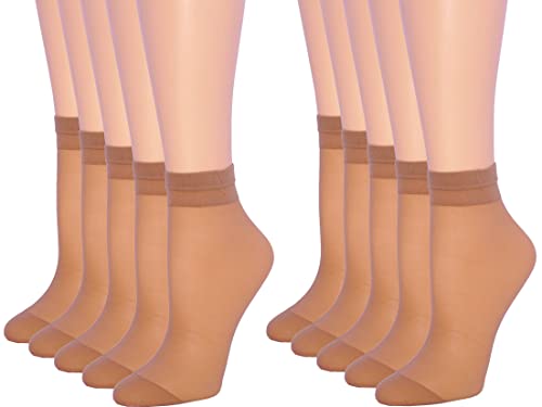 10 Pairs Women's Ankle High Sheer Socks - Soft Reinforced Toe Pantyhose Socks for Everyday Wear, Office & Casual Outfits