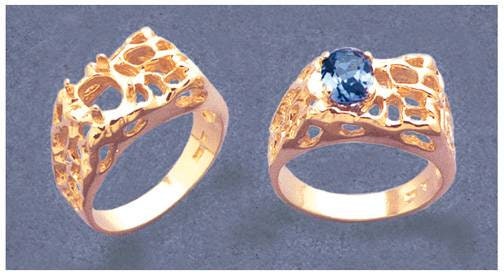 10K Gold or Sterling Silver Men's 8x6mm Oval Mesh Freeform Blank Ring - Sizes 9 & 11 (Setting 163 299/143 299) - Perfect for Weddings, Engagements & Everyday Wear