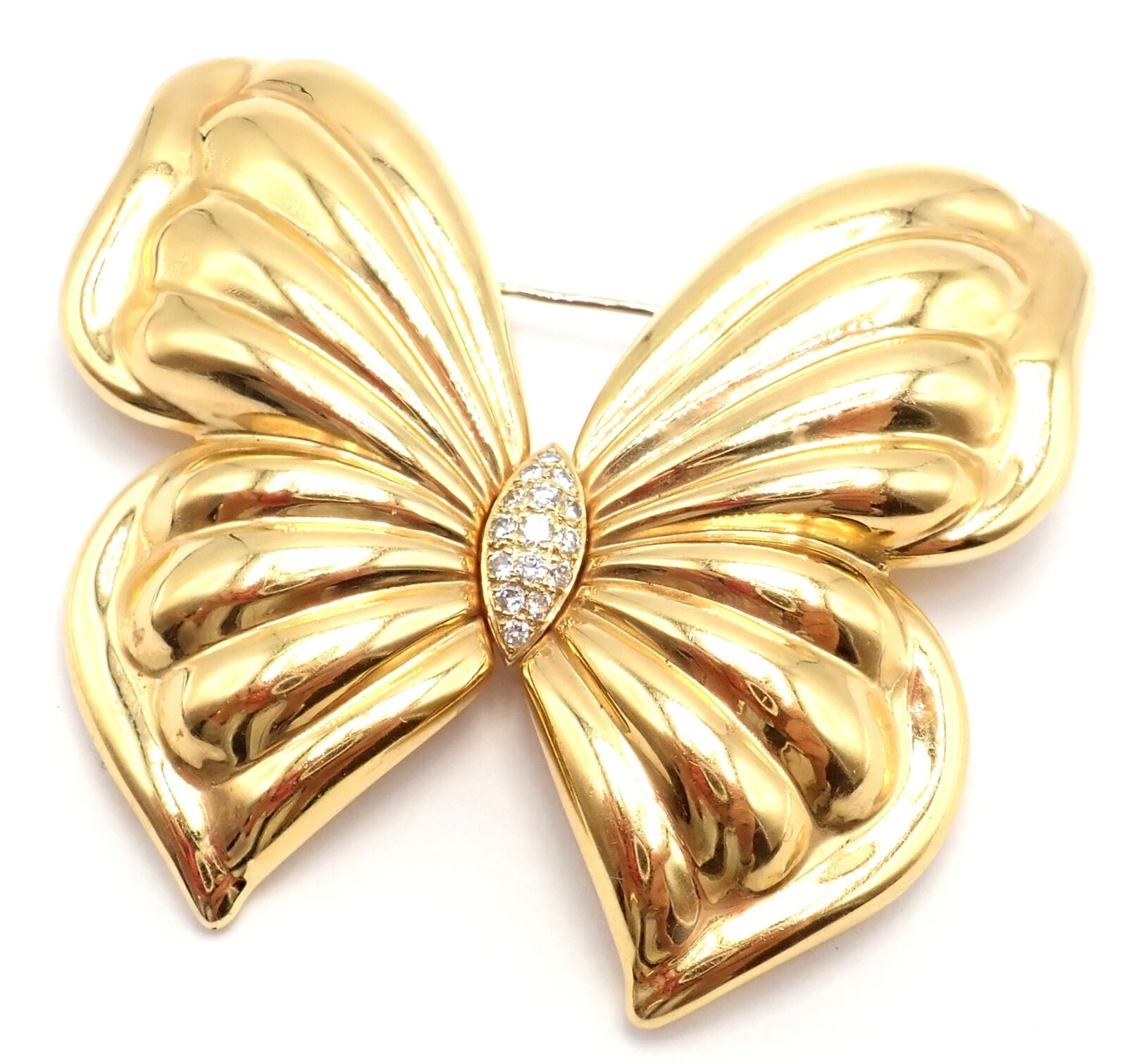 Authentic Van Cleef & Arpels 18k Yellow Gold Extra Large Butterfly Pin Brooch - Luxury Jewelry for Women, Perfect for Special Occasions, Weddings and Gift Giving