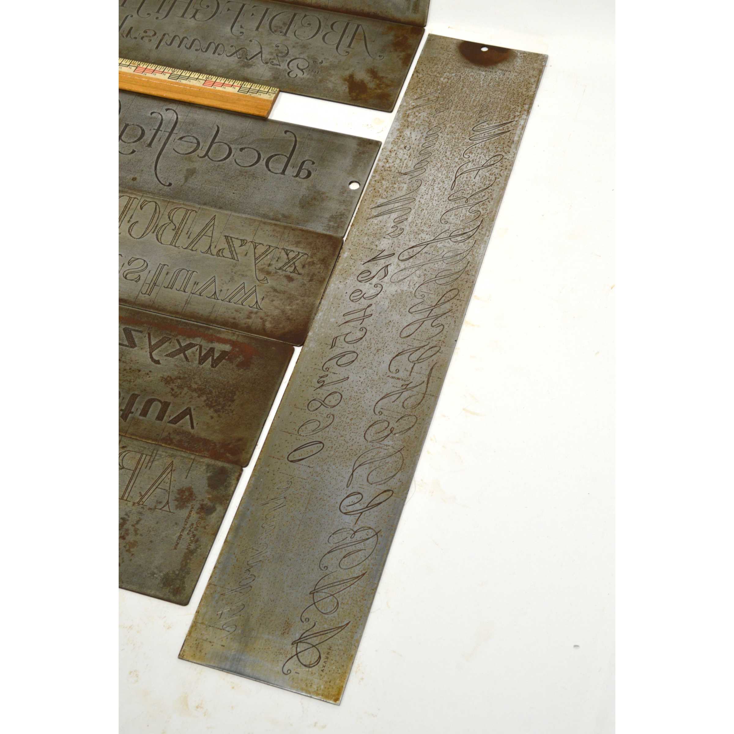 Vintage CRONITE Engraving Font Plates - Set of 8 Metal Lettering Templates for Engravers & Pantograph Machines | Perfect for Jewelry Making, Trophy Engraving, and Metal Crafting