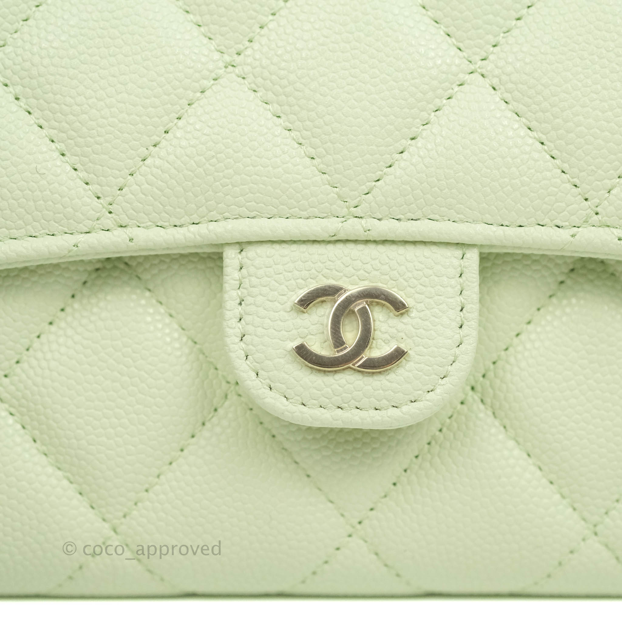 Chanel Caviar Quilted Long Flap Wallet in Mint Green with Gold Hardware - Luxury Designer Wallet for Women, Perfect for Everyday Use & Special Occasions