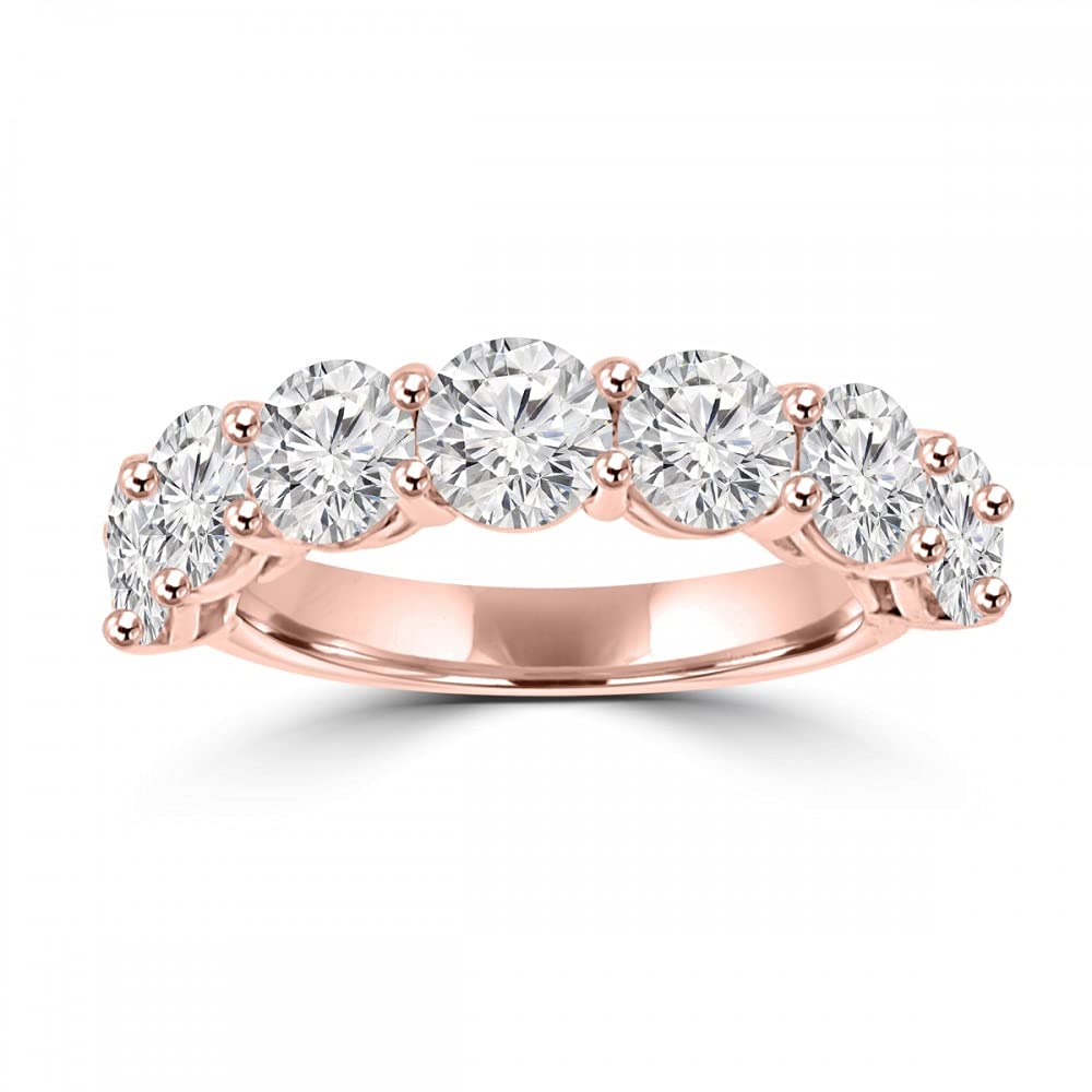 2.10 Carat Round Cut Diamond Wedding Band Ring for Women in 14K Rose Gold - Elegant Bridal Jewelry for Engagement, Anniversary & Special Occasions