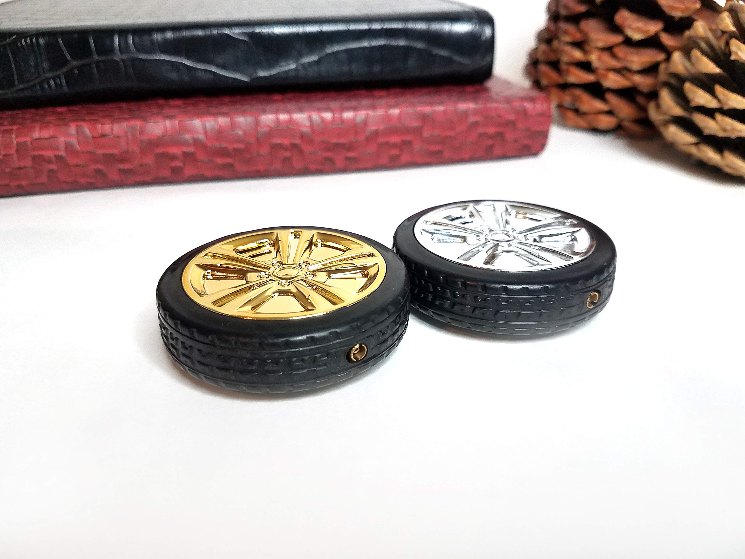 Collectible Tire Shaped Butane Lighter - Refillable Truck Lighter for Camping & Gifts (Silver)