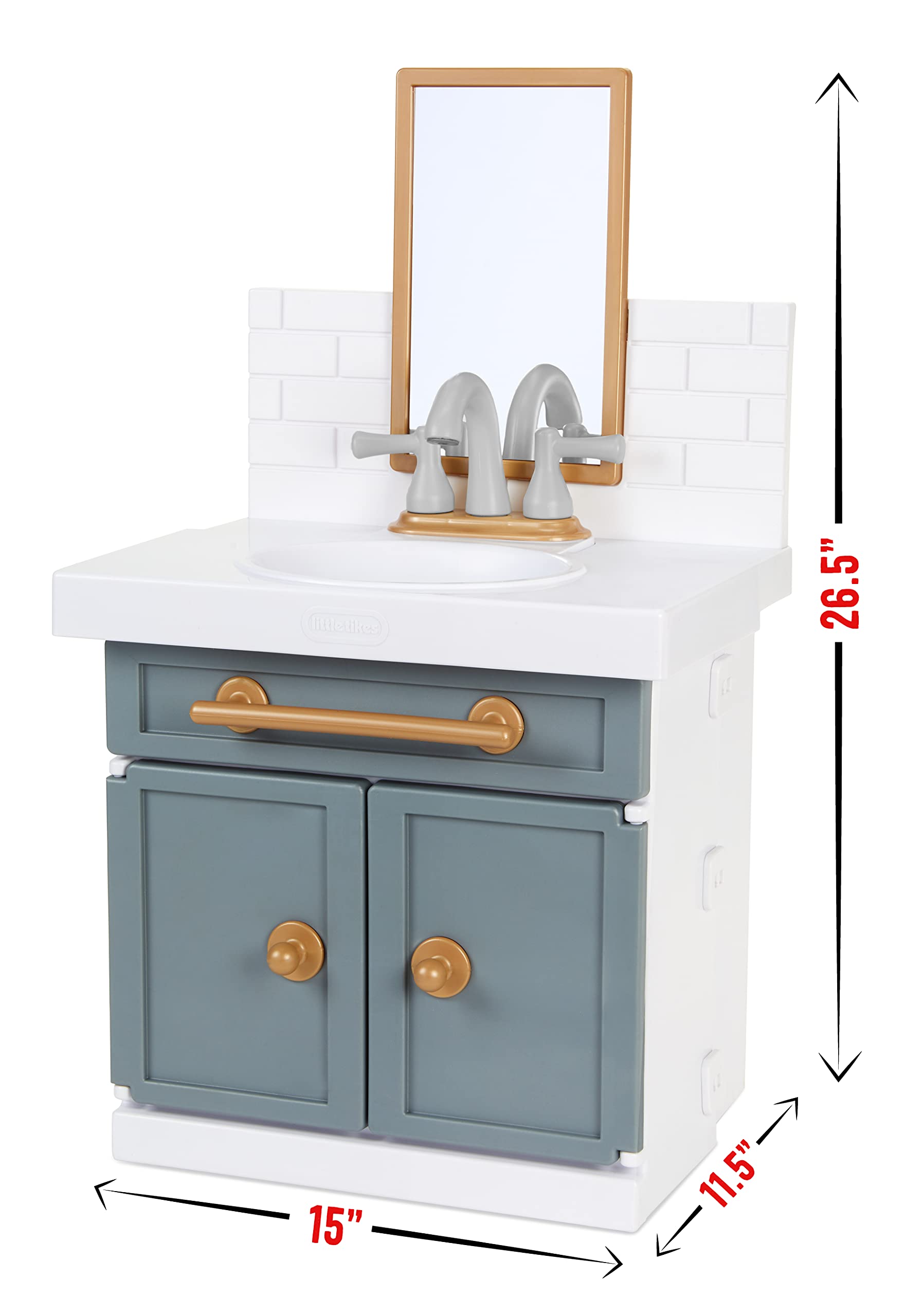 **Little Tikes First Bathroom Sink Toy for Kids - Real Working Faucet, 12 Pretend Play Accessories, Interactive Learning Toy for Toddlers Ages 2+ (Grey) - Perfect for Role Play & Early Childhood Development**