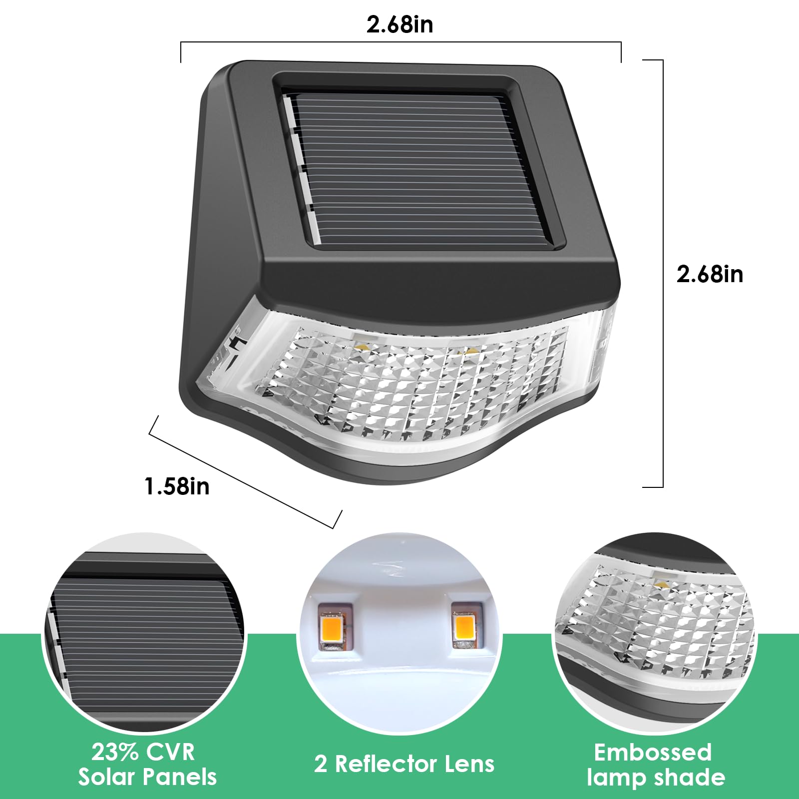 8 Pack Waterproof Solar Fence Lights Outdoor - 16 LED Solar Deck Lights for Stairs, Steps, Fence, Wall, Yard & Patio | Perfect for Pathway Lighting, Garden Decoration & Nighttime Safety
