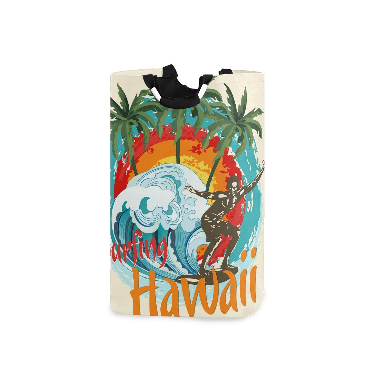 Large Collapsible Waterproof Laundry Hamper with Handles - Foldable Fabric Storage Bin for Dirty Clothes, Durable Organizer for Beach, Surfing & Tropical Vacations - Perfect for Hawaii Travel, Poolside & Outdoor Adventures