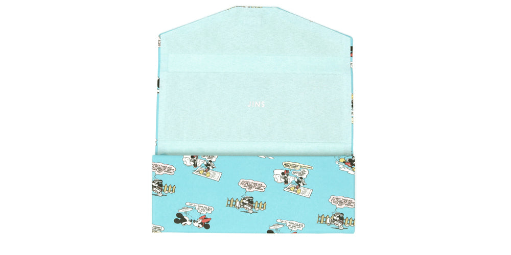 JINS x Disney Collection Foldable Eyeglass Case (Blue) - Lightweight & Durable Glasses Holder for Travel, Work, and Everyday Use