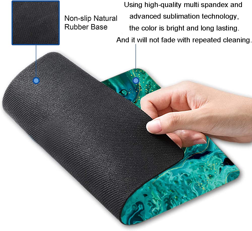 Premium Green Marble Mouse Pad - Non-Slip Rubber Base, Washable Cloth Square Mouse Mat for Gaming, Office & Home Use - Personalized Design Computer Accessory for Work Desks & Gaming Setups