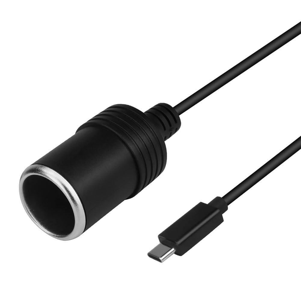 5ft USB C to Car Cigarette Lighter Adapter Cable - 12V 4.5A Fast Charging Converter - Compatible with 45W-65W PD USB C Chargers (15V/20V) - Power Car Devices at Home or On-The-Go - Perfect for Road Trips, Camping & Emergency Power Needs