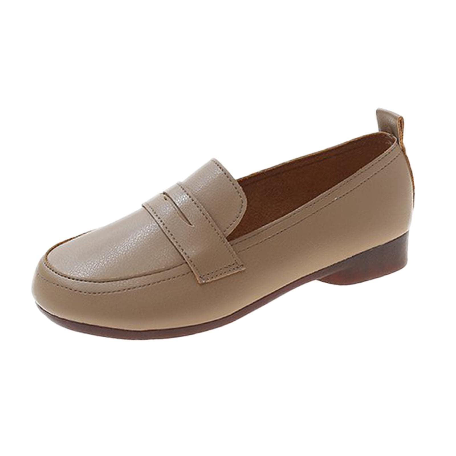 Women's Ethnic Style Leather Loafers - Flat Round Toe Retro Slip-On Shoes for Women | Comfortable Casual & Office Wear