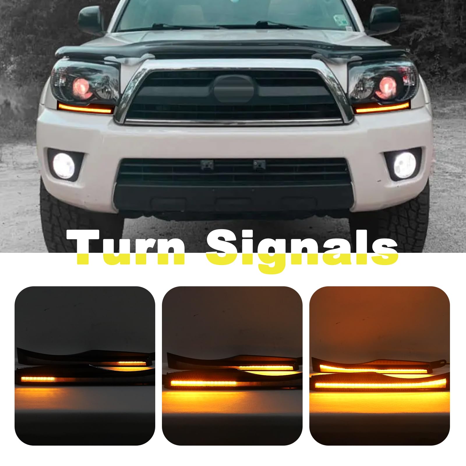 2006-2009 Toyota 4Runner LED Daytime Running Lights Headlights with Turn Signal & Fog Lights Assembly - Durable Replacement for 4Runner Models - Perfect for Night Driving & Off-Road Adventures