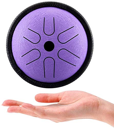 Professional 6-Note Handpan Drum - 5.5 Inch Steel Tongue Drum | Mini Percussion Instrument with Carry Bag | Made in Germany | Perfect for Kids, Travel & Meditation (Blue)