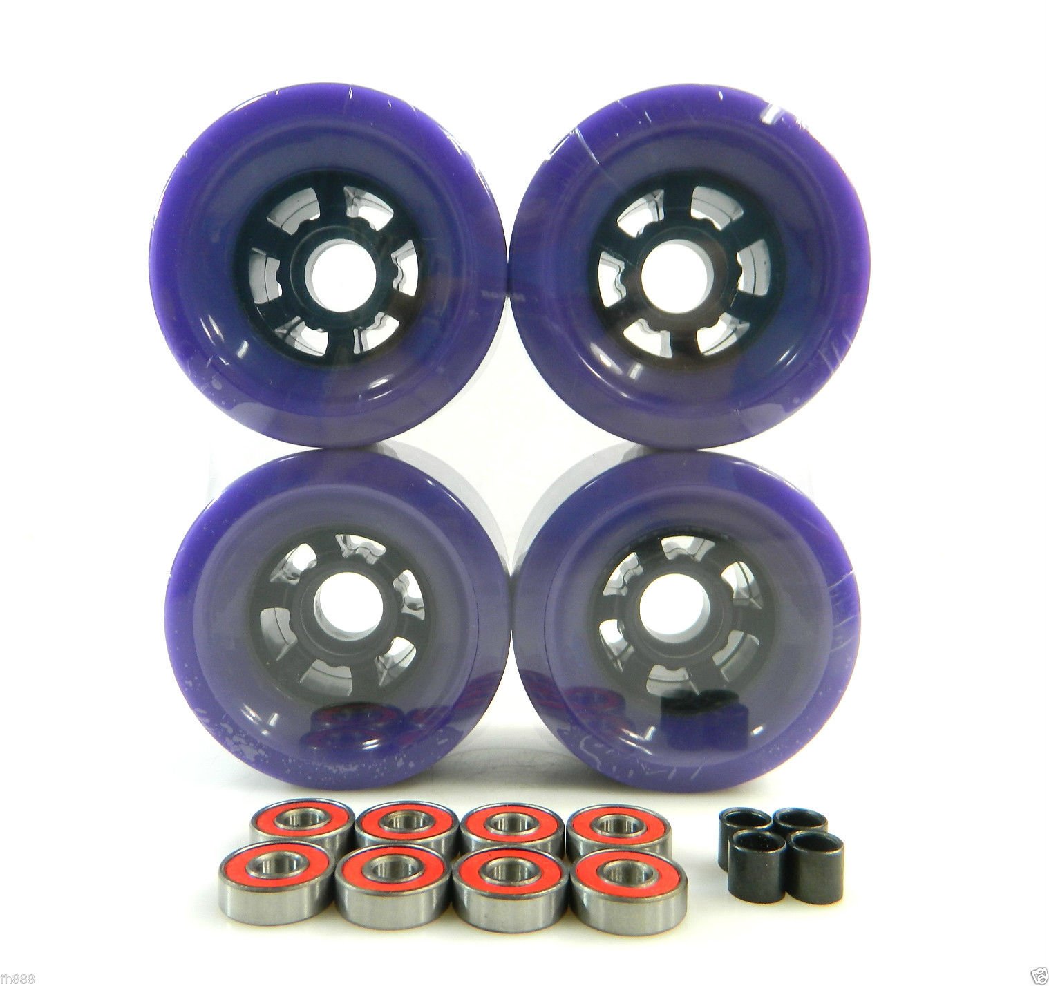 83mm Longboard Wheels with ABEC 7 Bearings & Spacers - Purple Flywheels for Smooth Cruising & Downhill Riding