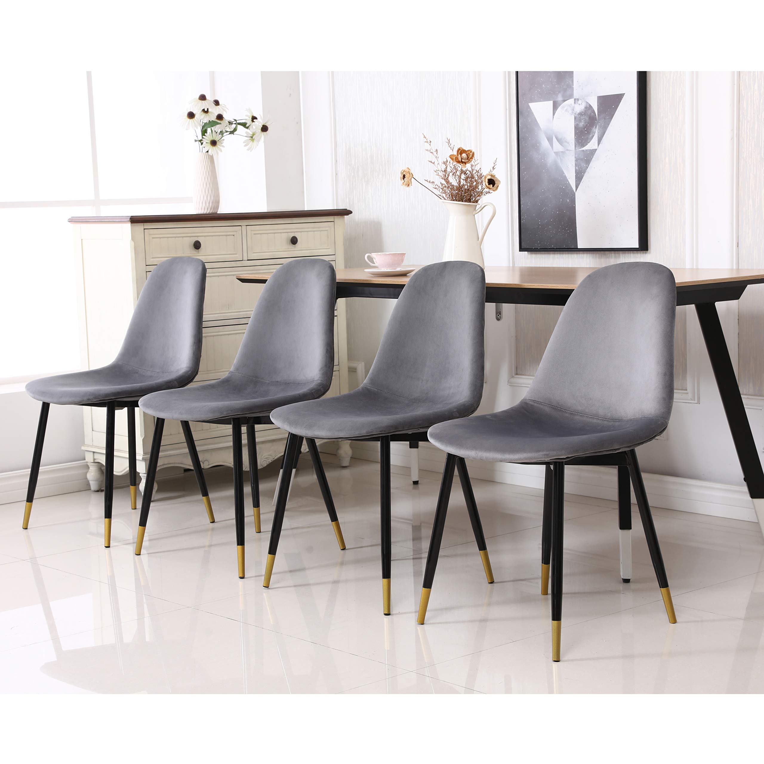 Roundhill Furniture Lassan Modern Fabric Dining Chairs Set of 4 - 22.25
