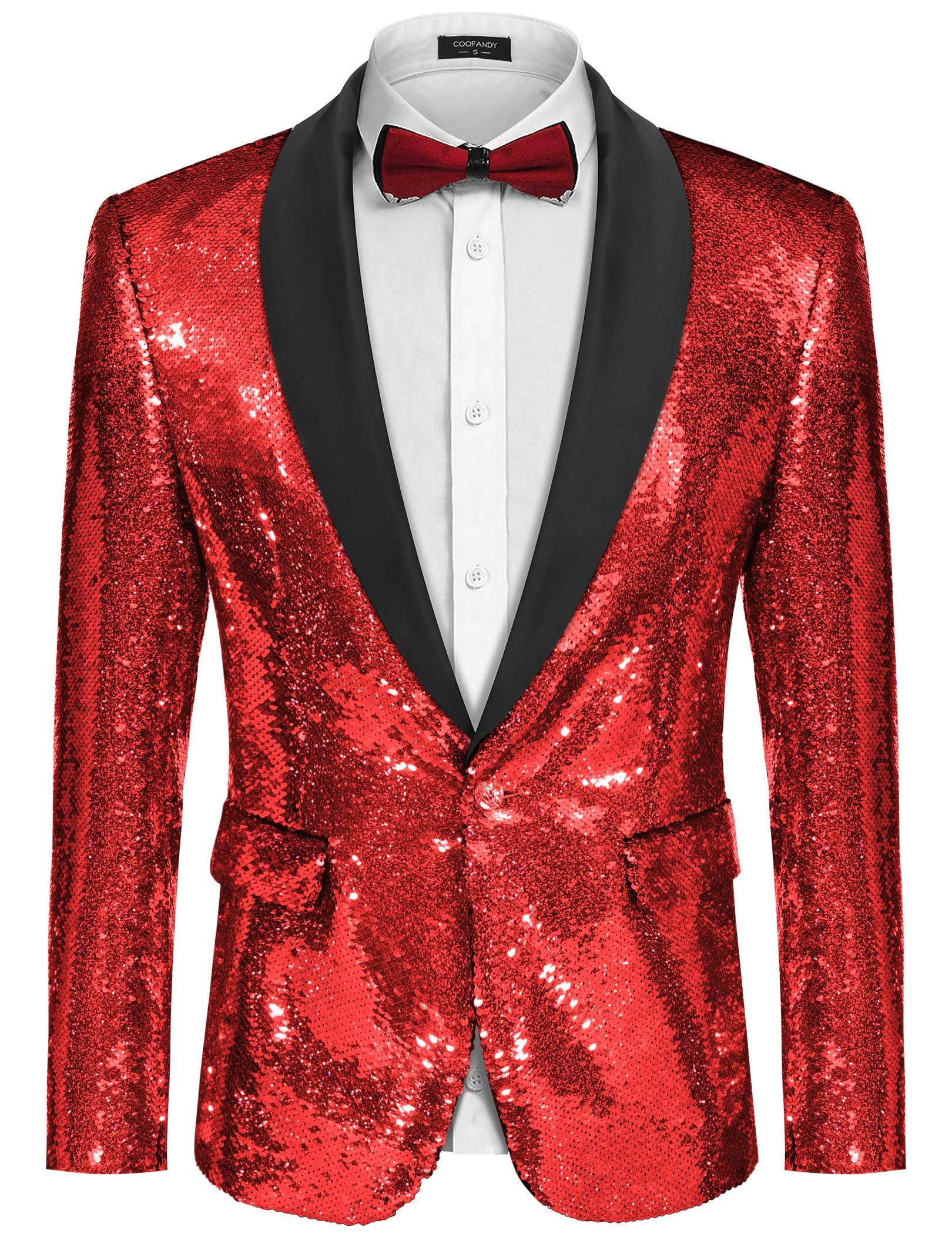 COOFANDY Men's Sparkling Sequin Blazer Jacket - One Button Tuxedo Suit for Prom, Dinner Party & Special Occasions | Elegant Formal Wear for Weddings, Night Out & Holiday Events