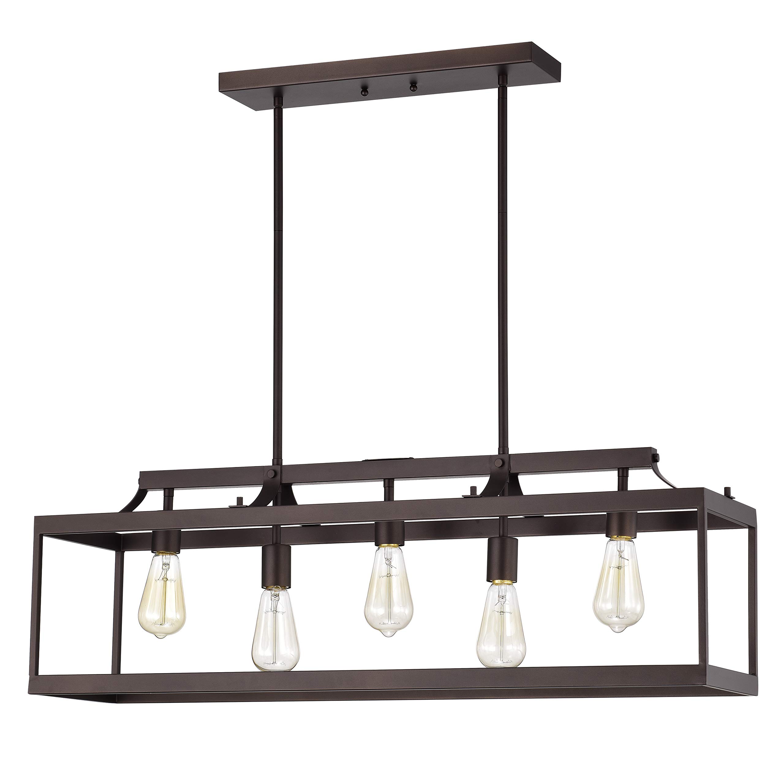 Chloe Lighting IRONCLAD Industrial 5-Light Oil Rubbed Bronze Pendant Light Fixture - 36