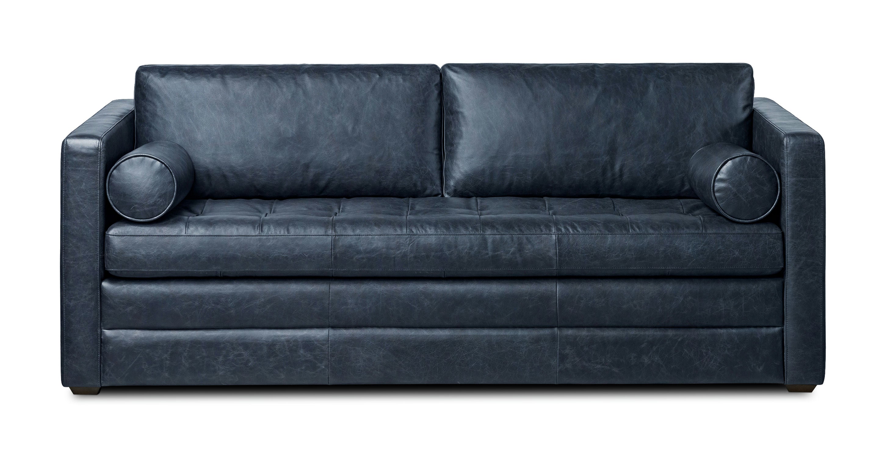 Napa 82 Leather Pull Out Convertible Sleeper Sofa - Premium Genuine Leather Sectional Couch with Chaise Lounge for Living Room, Bedroom & Guest Room | Perfect for Small Spaces, Apartments & Home Theater