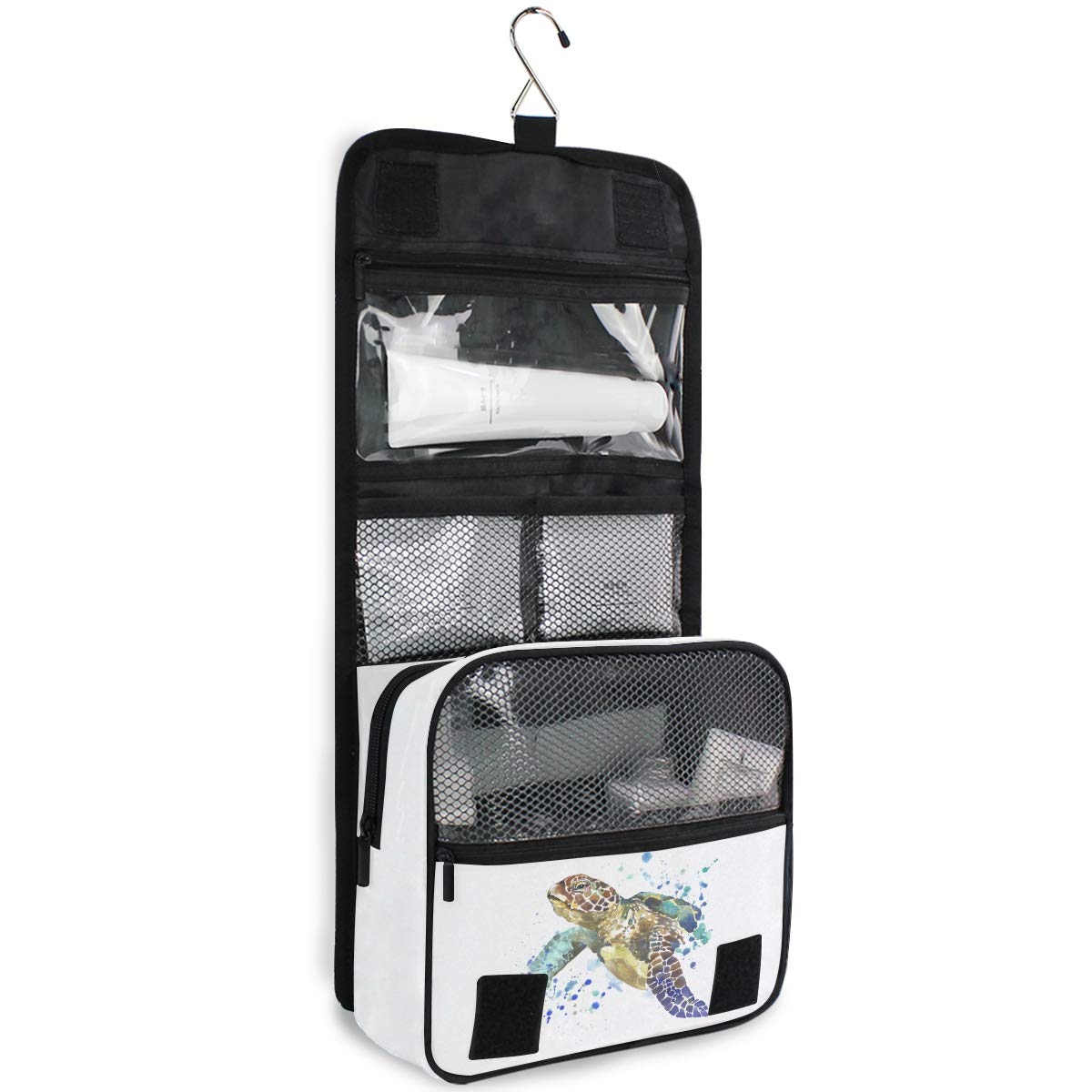 MOYYO Waterproof Hanging Toiletry Bag with Cute Sea Turtle Design - Travel Cosmetic Organizer for Women & Girls | Perfect for Beach Trips, Camping, and Gym Showers