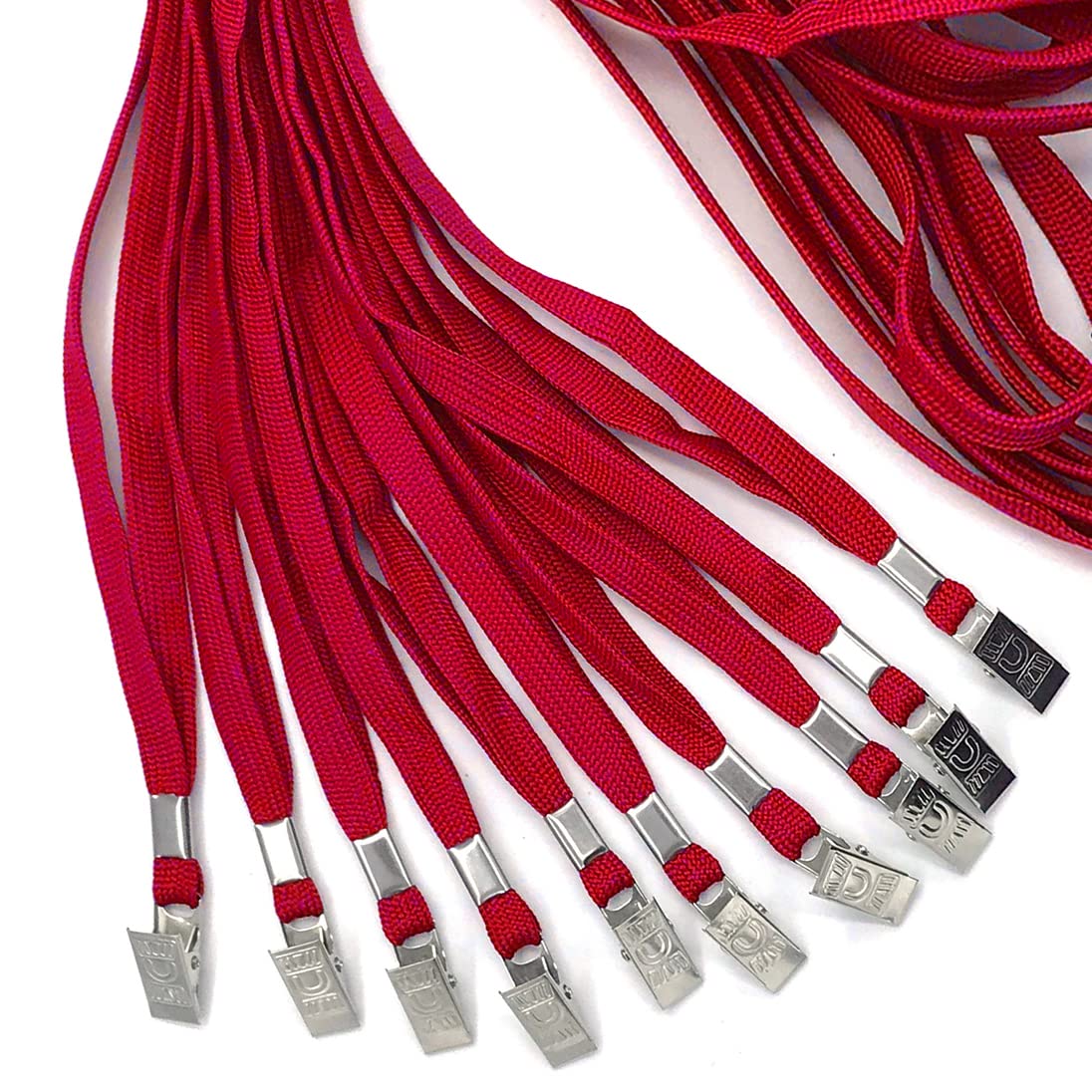 100 Pack Red Bird Lanyards with Bulldog Clips - for ID Badges & Events