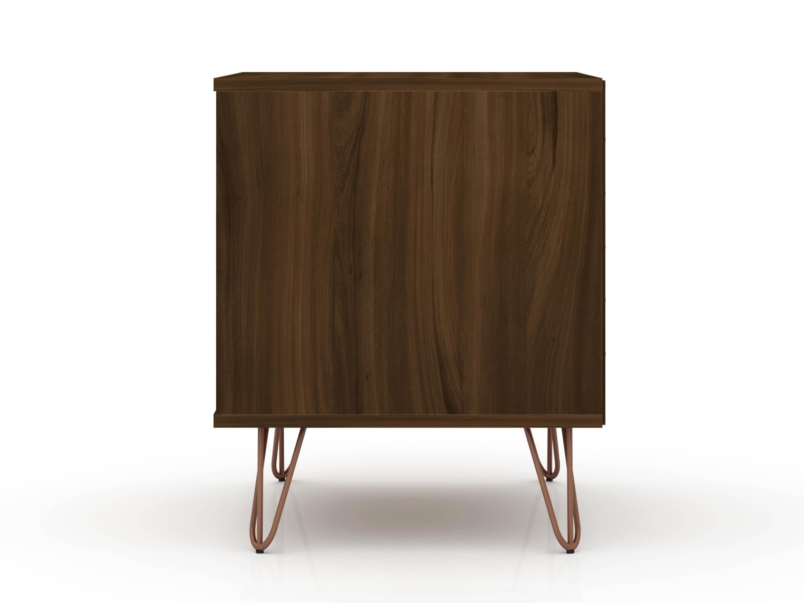 Mid Century Modern Nightstands Set of 2 - Manhattan Comfort Rockefeller Bedside Tables with Drawers, Minimalist Display & Storage Organizer - Brown Wood Bedroom Furniture for Master Bedroom, Guest Room or Living Room