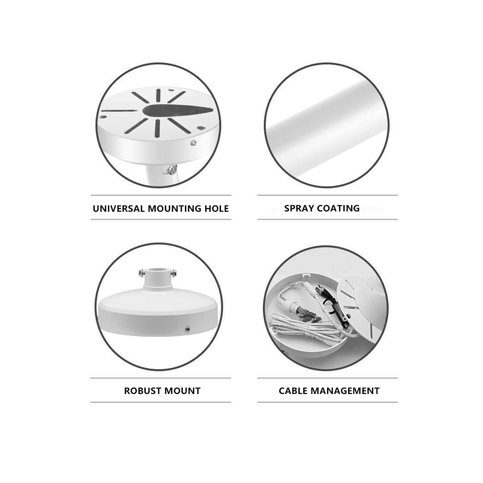 WiTi 6 Inch Universal Dome Camera Wall Mount Bracket - Heavy Duty Metal Base with Powder Coating for IP CCTV Security Systems | Pole & Junction Box Installation | Indoor/Outdoor Surveillance Use