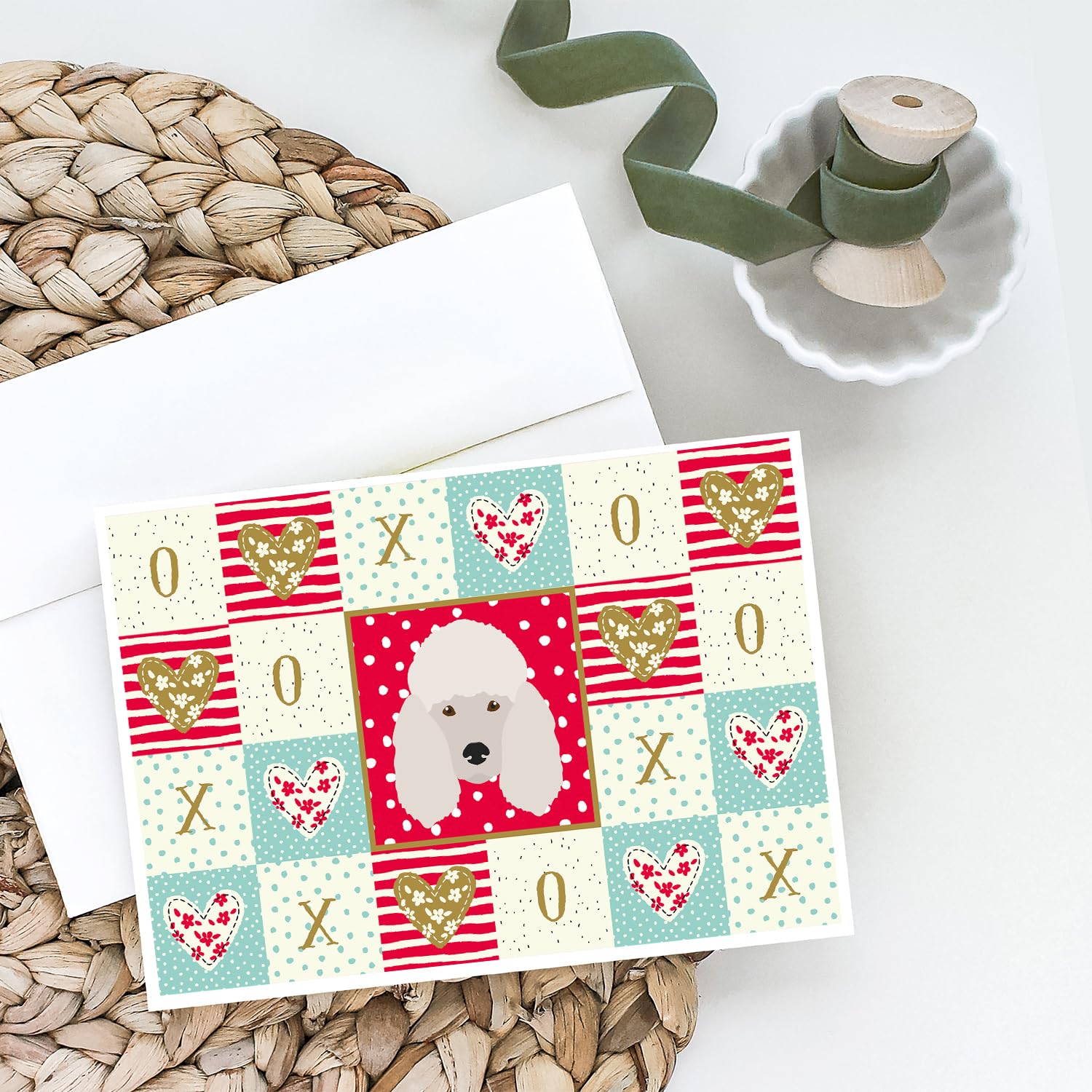 Poodle Love Greeting Cards and Envelopes Set of 8 | Red Blank A7 Note Cards (5x7 inches) | Whimsical Dog-Themed Stationery for Birthdays, Thank You Notes & Special Occasions