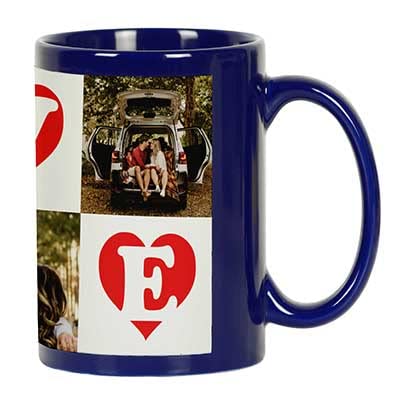 Personalized Photo Collage Coffee Mug - Custom Picture Ceramic Cup - Dishwasher & Microwave Safe - 11 Oz Blue - Perfect Gift for Anniversary, Valentine's Day, Mother's Day & Birthday Presents