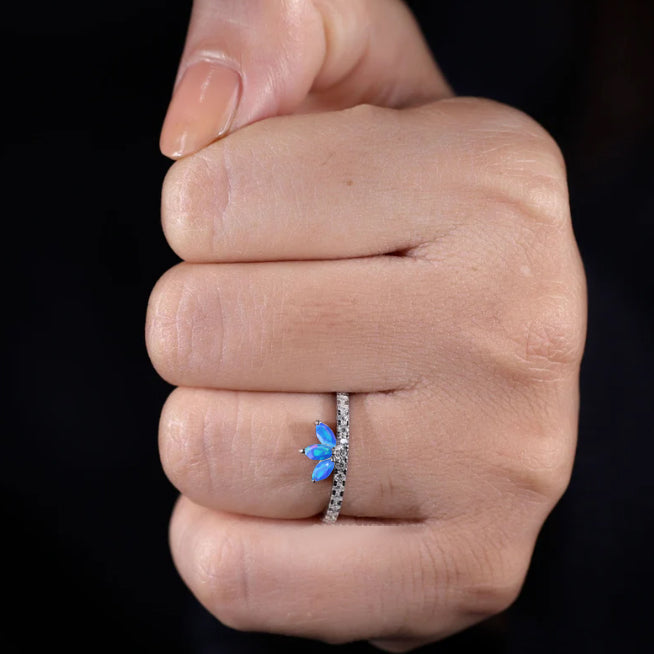 Exquisite Marquise Blue Fire Ethiopian Opal Wedding Ring – Elegant Engagement & Bridal Jewelry for Women – Perfect for Weddings, Anniversaries & Special Occasions