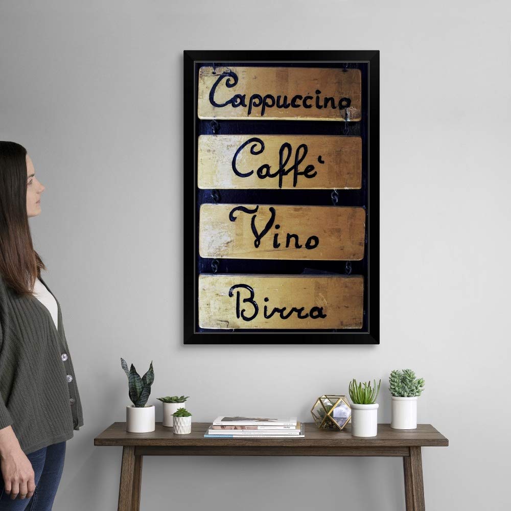 Venice Italy Veneto Coffee & Wine Black Framed Art Print - Elegant Wall Decor for Living Room, Office & Cafe