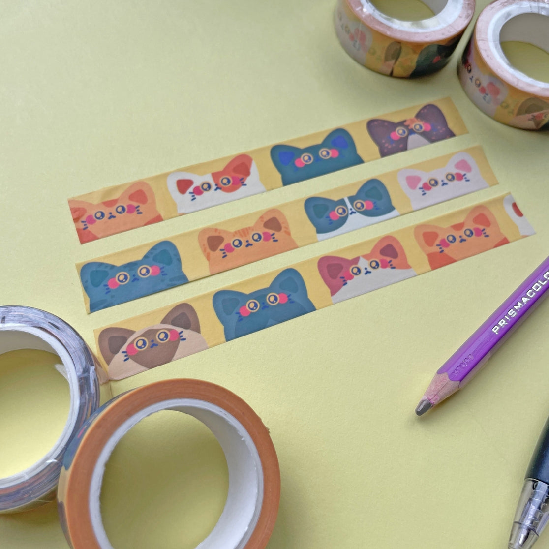 Adorable Baby Cats Washi Tape - Cute Cat Pattern Decorative Paper Tape for Scrapbooking, Journaling, DIY Crafts & Gift Wrapping