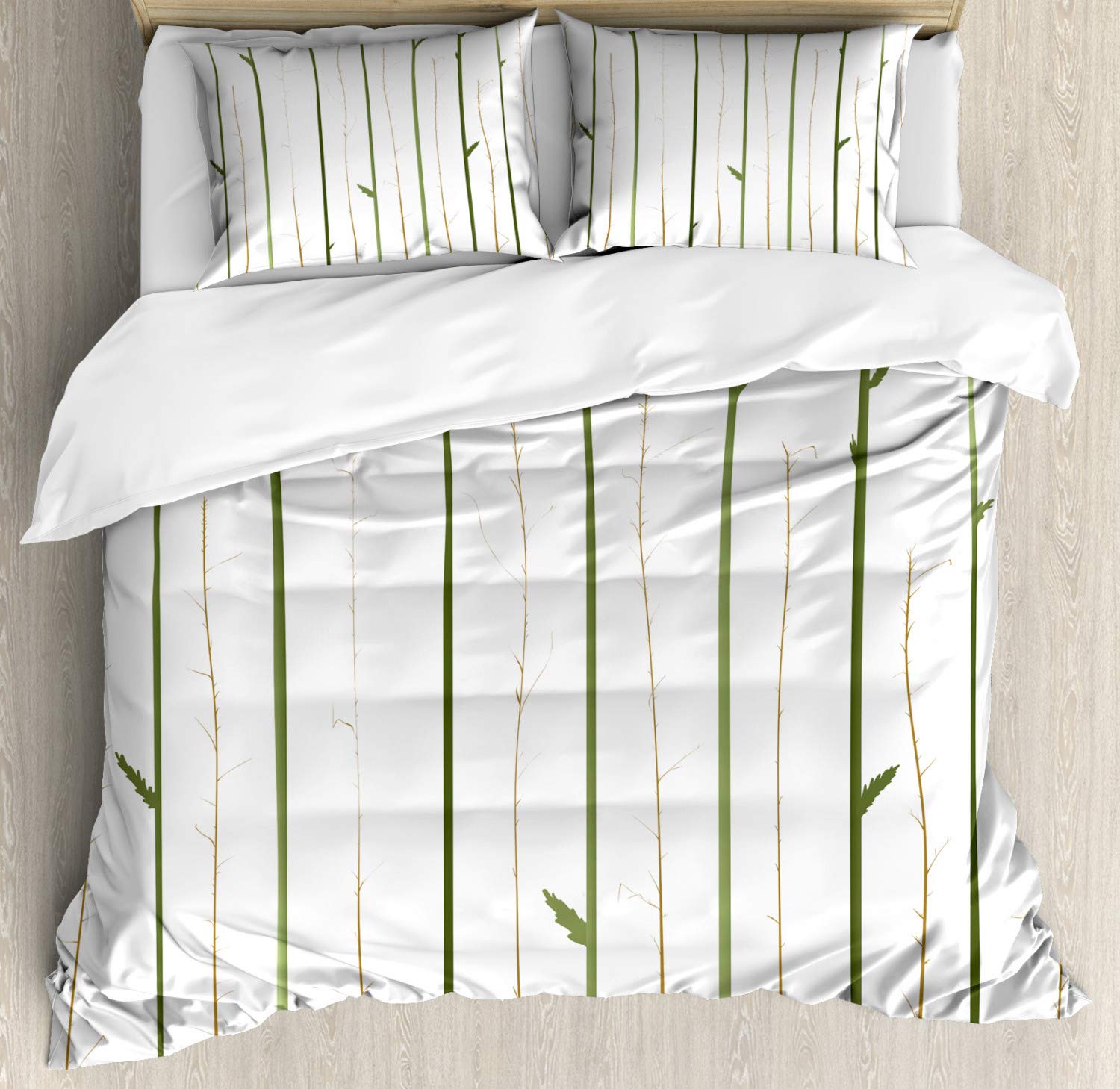 Ambesonne Floral Duvet Cover Set - Queen Size 3-Piece Bedding with Poppy Flower Design, 2 Pillow Shams, Vermilion Green - Perfect for Spring Decor & Gardening Themed Bedrooms