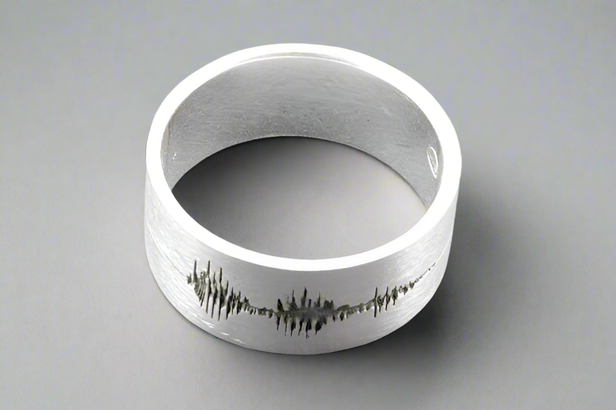 Custom Sterling Silver Voice Wave Ring - Engraved 'I Love You' Sound Wave Jewelry for Couples, Anniversaries & Romantic Gifts