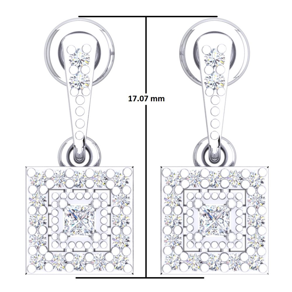 Dazzlingrock 14K White Gold Princess & Round Cut Diamond Dangle Earrings for Women - 0.45 Cttw, Solid Gold Elegant Jewelry for Weddings, Parties & Special Occasions