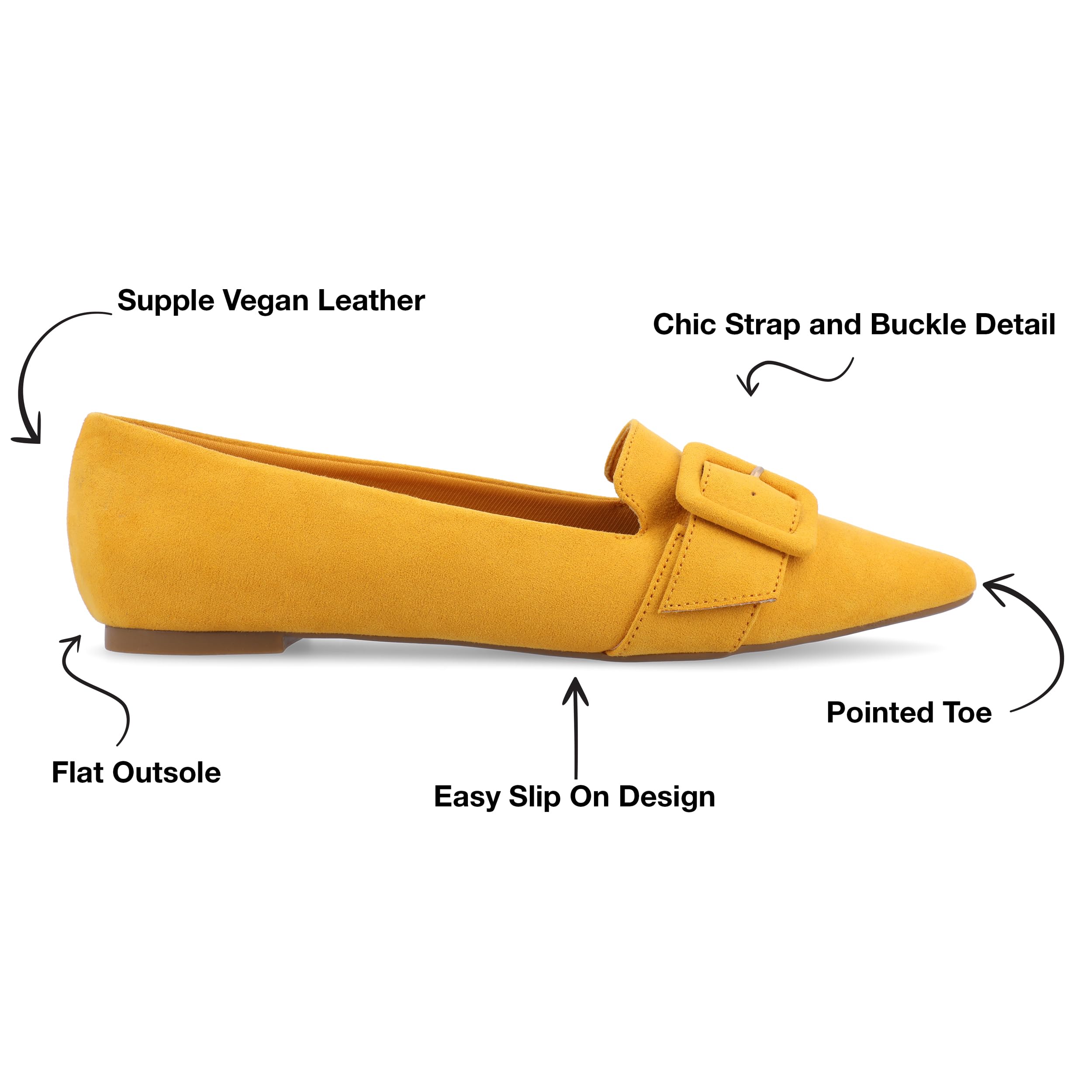 Journee Collection Women's Comfortable Ballet Flats - Lightweight Slip-On Shoes for Work, Travel & Everyday Wear