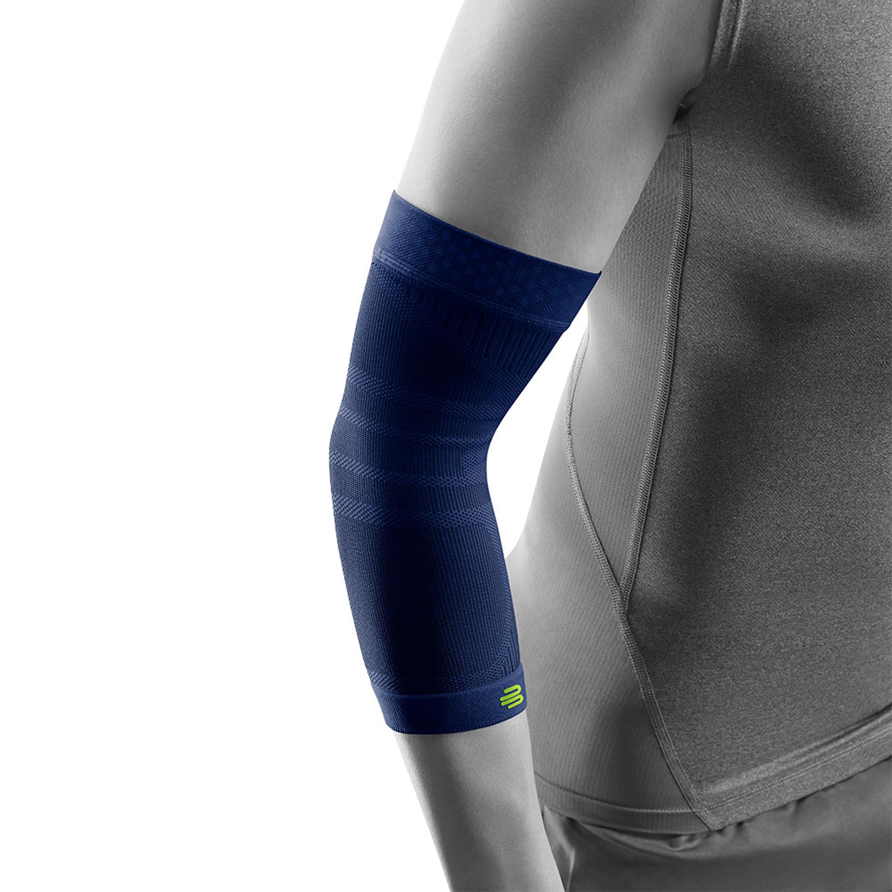 Bauerfeind Sports Compression Elbow Sleeve - Unisex Support for Athletics, Tennis & Weightlifting - Left/Right Arm - Medium Size Navy Blue - Ideal for Gym, Recovery & Joint Pain Relief