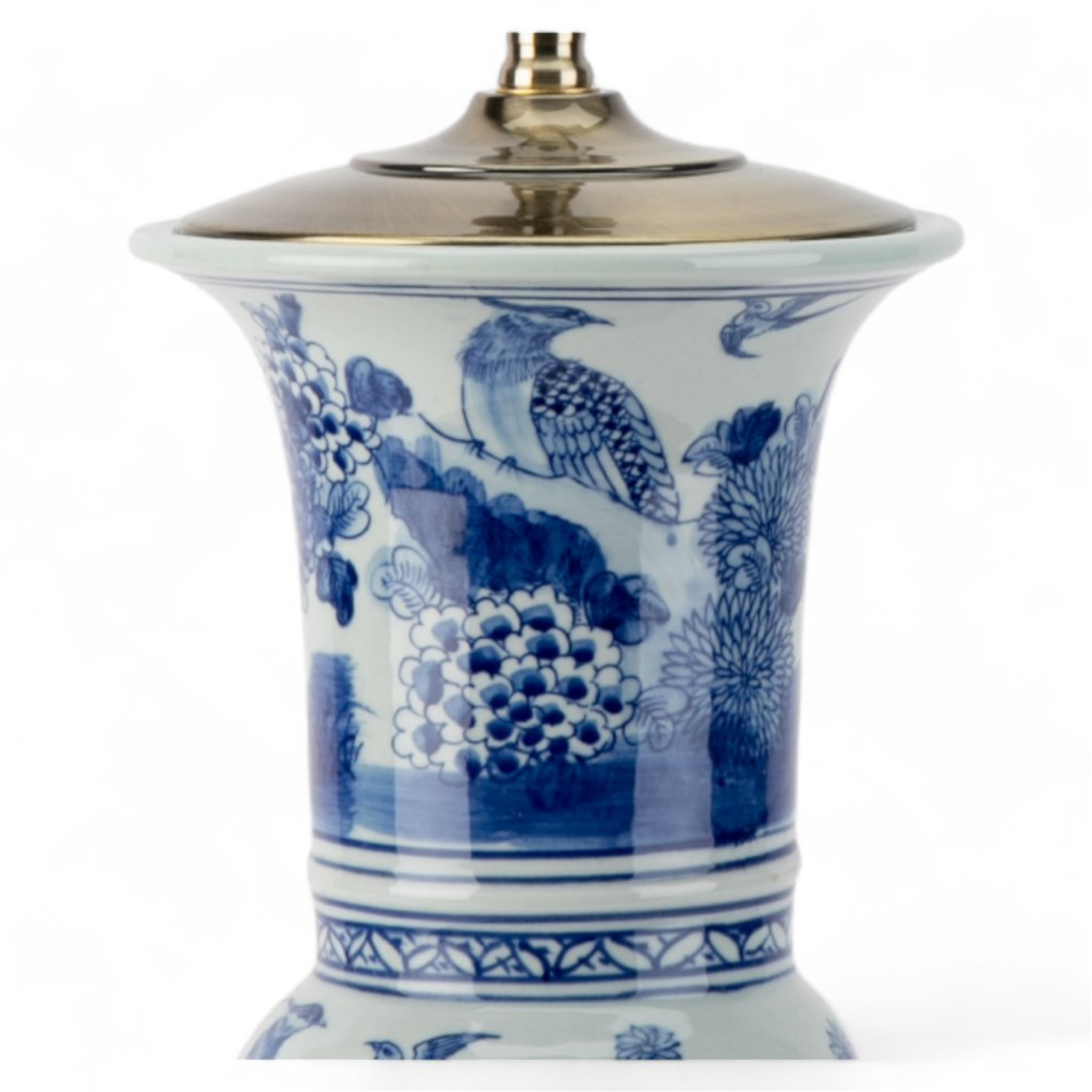 Blue and White Floral Ceramic Vase Lamp - Elegant Home Decor for Living Room, Bedroom & Office - Perfect for Boho, Farmhouse & Modern Interior Design Styles