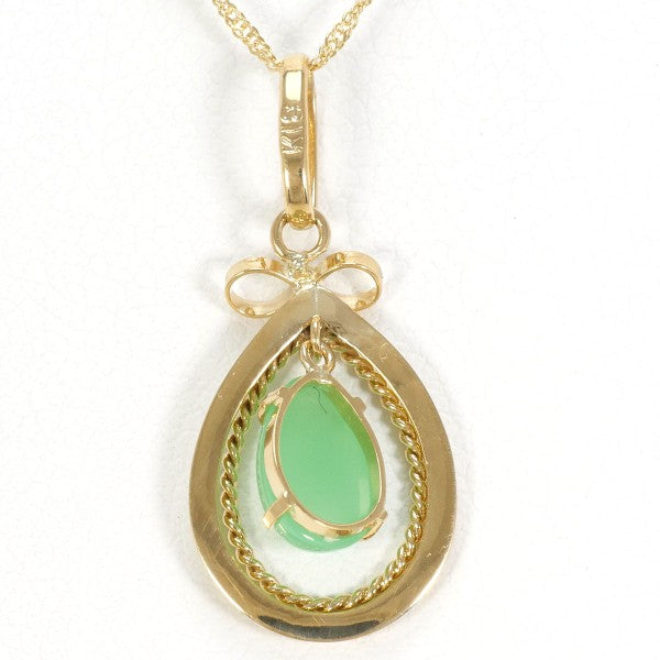 18K Yellow Gold Chrysoprase Necklace for Women - Elegant Green Gemstone Pendant Jewelry Gift for Birthday, Anniversary & Special Occasions