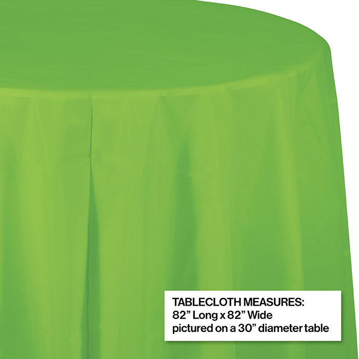12-Pack Bulk Fresh Lime Round Plastic 82-Inch Table Covers - Waterproof Disposable Party Tablecloths for Birthday, Wedding, Picnic & Outdoor Events