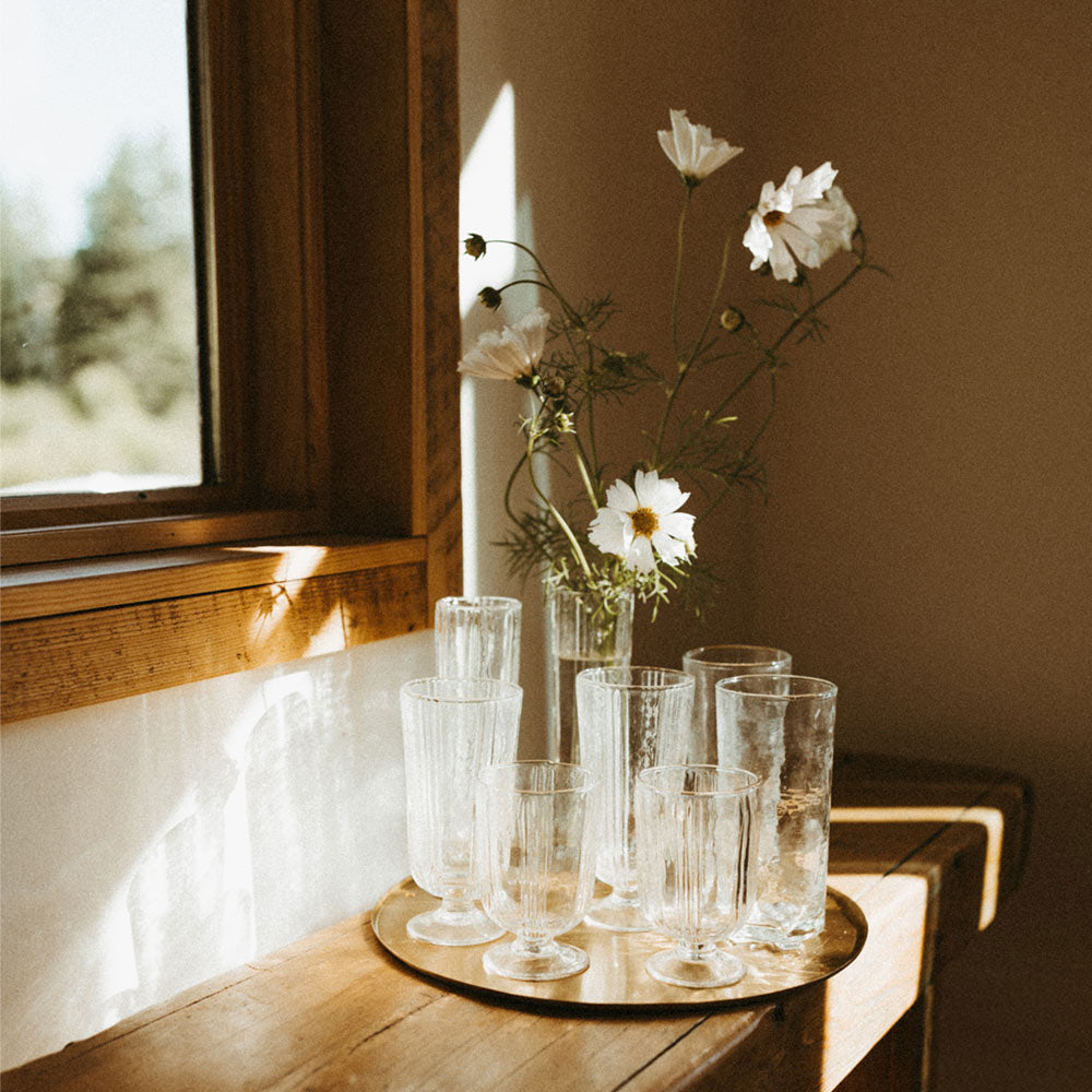 Ripple Ridge Water Glass - 12oz Clear Drinking Glass for Water, Juice & Cocktails - Perfect for Home, Restaurants & Bars