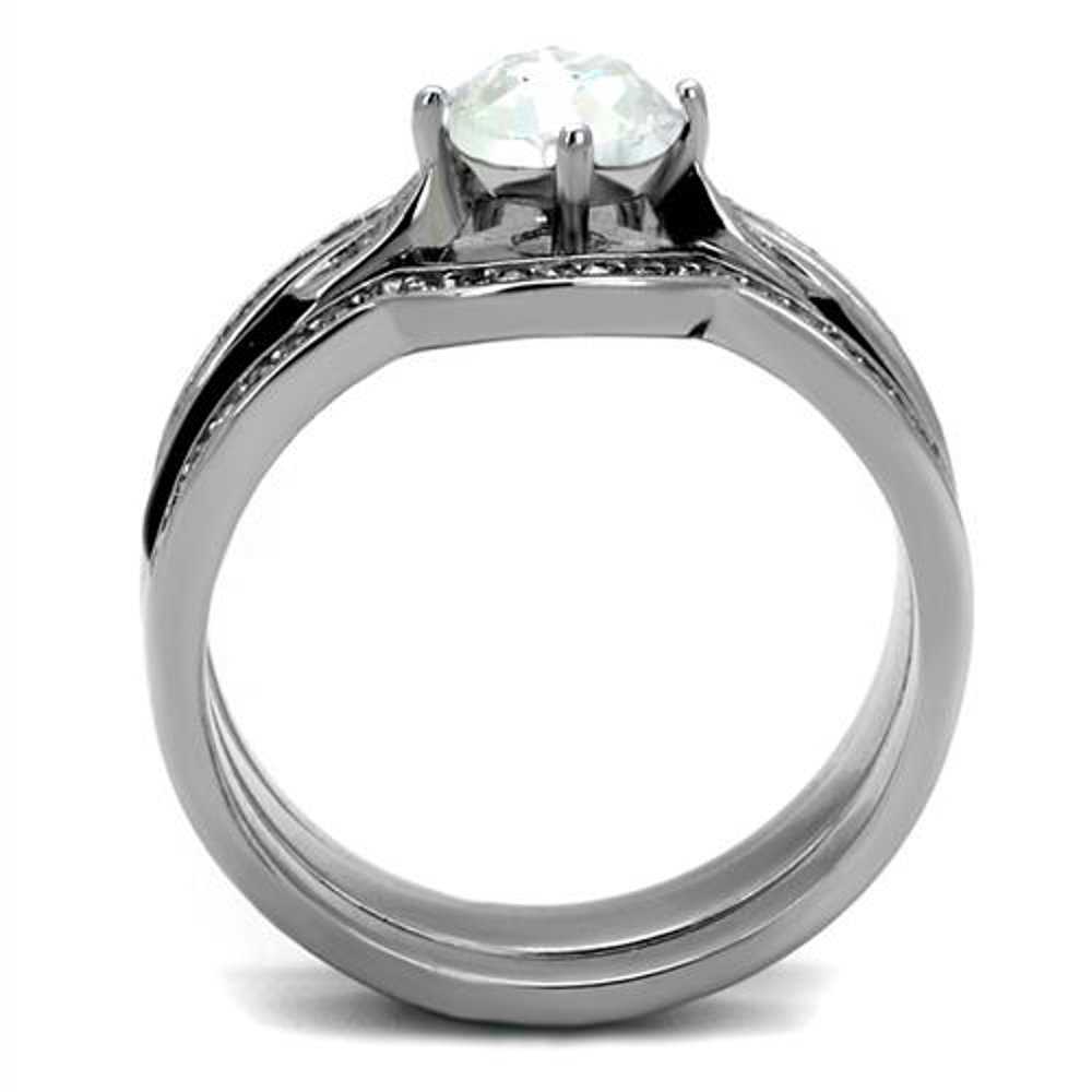His & Her Wedding Ring Set - 4-Piece Stainless Steel & Titanium Bands for Couples
