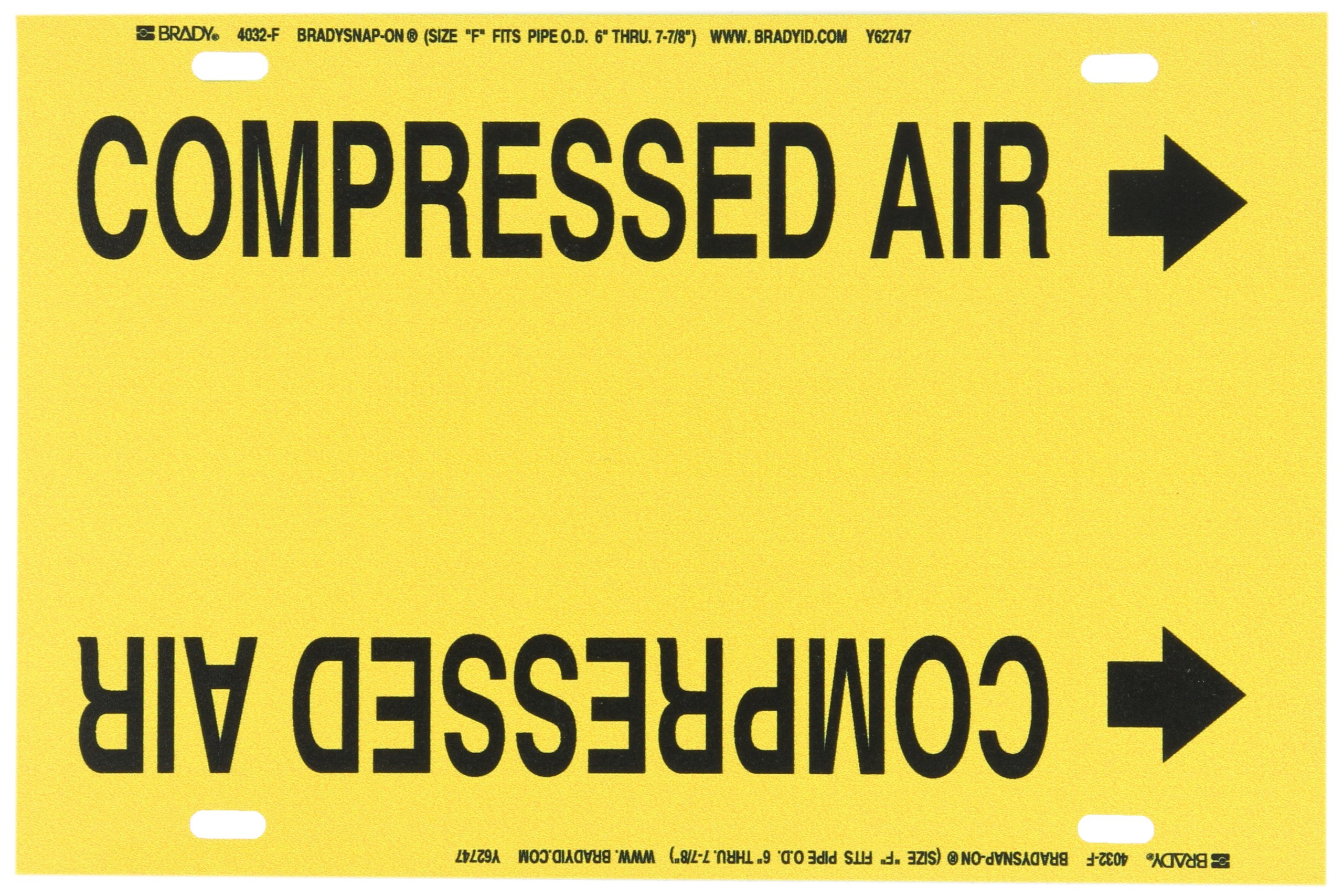 Brady 4032-F B-915 Strap-On Pipe Marker - Black on Yellow Printed Plastic Sheet with 