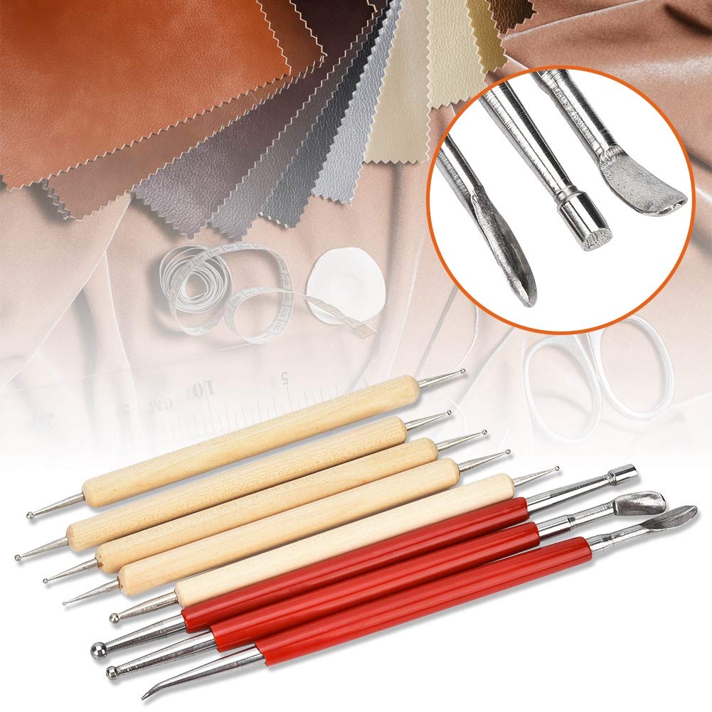 8-Piece Leather Carving Tool Kit - DIY Leather Craft Stylus, Embossing Spoon, Modeling & Point Drill Pen Set for Leatherworking, Perfect for Leather Carving, Stamping & Embossing Projects | Ideal for DIY Leather Crafts, Bookbinding & Leather Repair