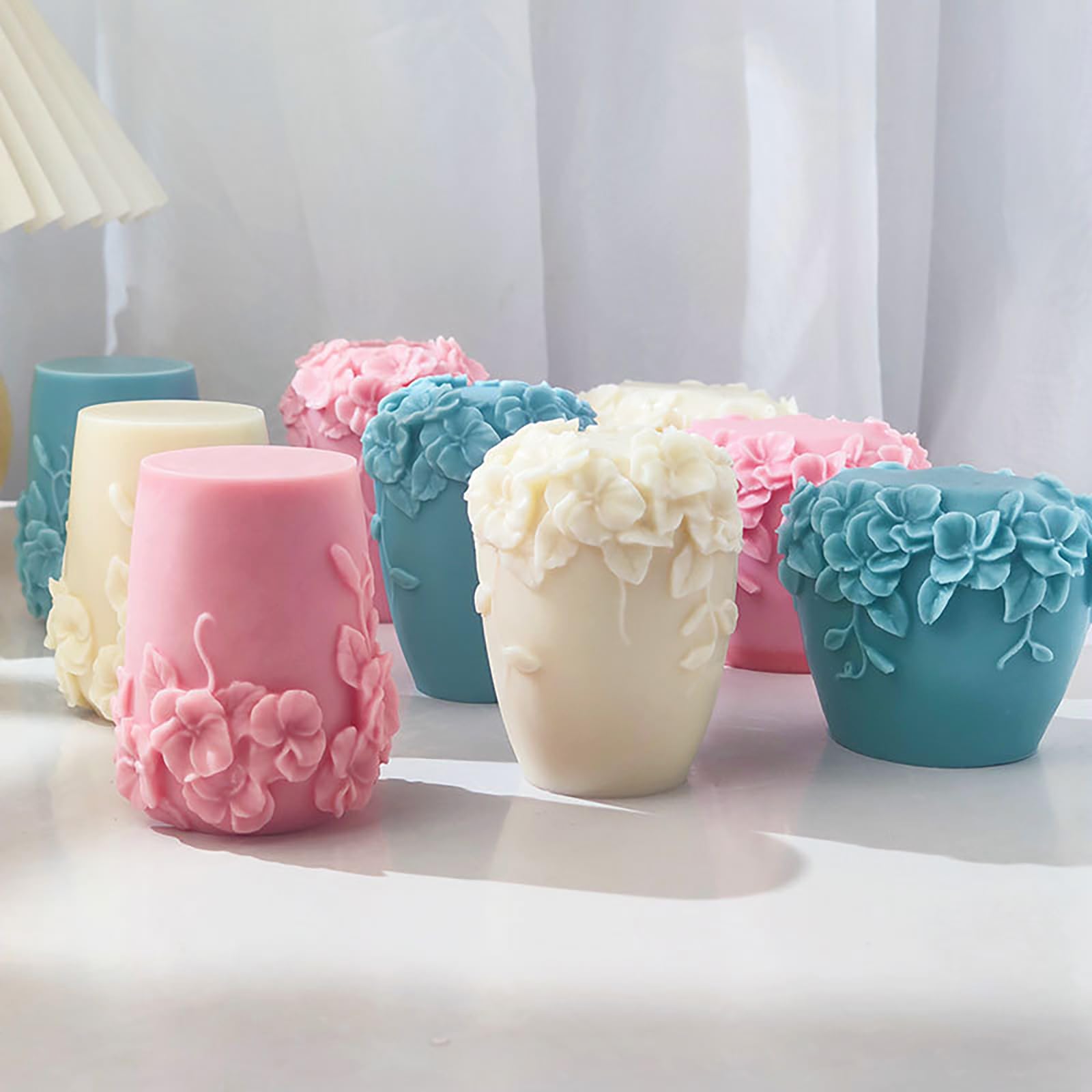 Premium Silicone Cylinder Candle Molds for DIY Home Decor - Rose Flower & Wave Spiral Pillar Molds for Resin Casting & Candle Making - Perfect for Wedding Centerpieces, Spa Relaxation & Holiday Decorations