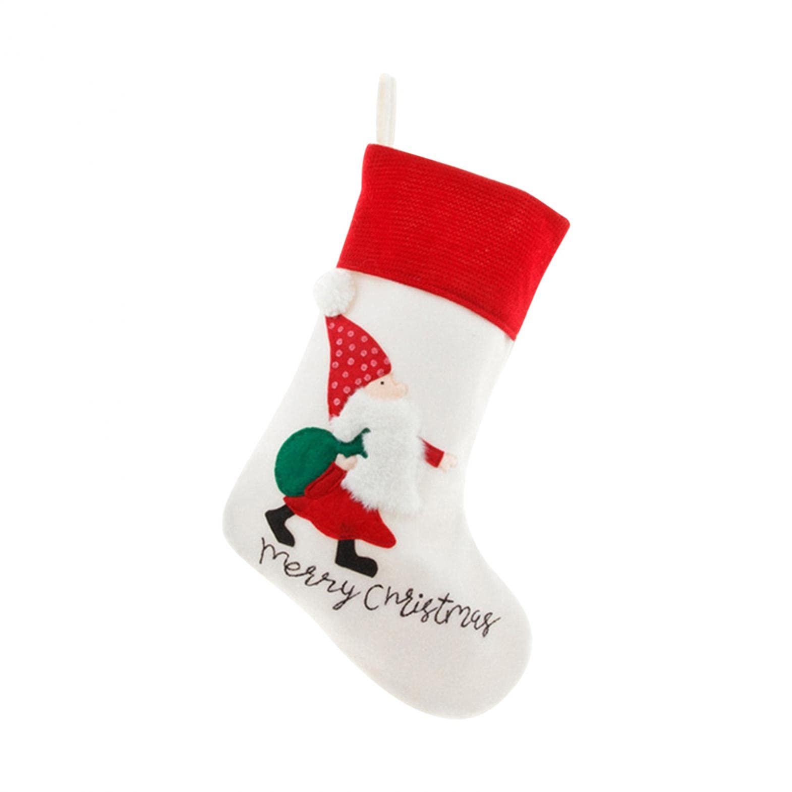 Large & Small Christmas Stockings Decorations - Santa Claus, Gnome & Snowman Character Holiday Stockings for Fireplace & Tree Decor - Perfect for Family Holiday Parties & Festive Home Decor (18-Pack Santa Design)