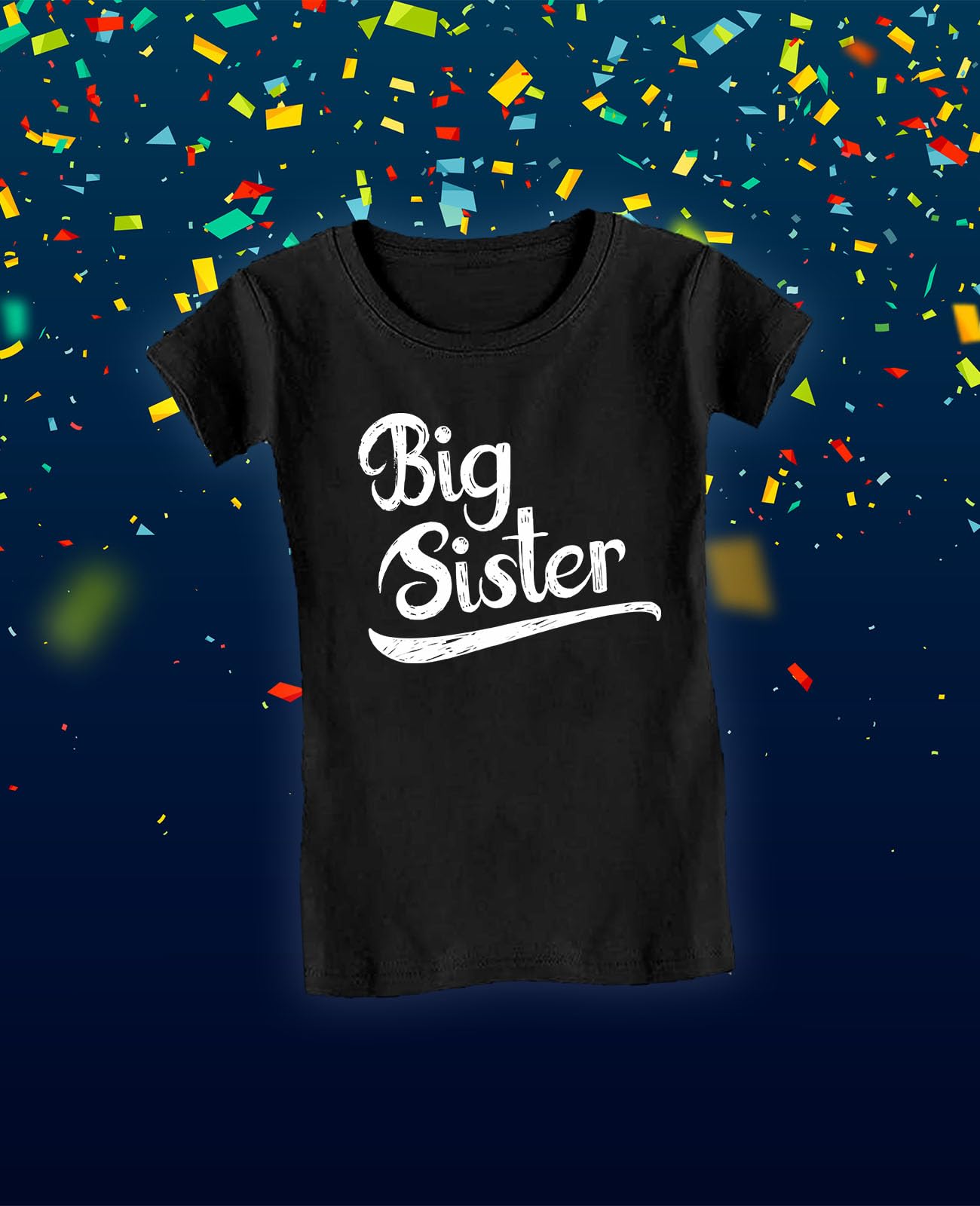 Pregnancy Announcement Gift for Big Sister - Cute Sibling Girls Fitted T-Shirt - Perfect for Gender Reveal & Baby Shower