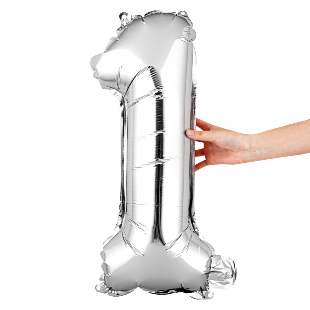 Balloonify Silver Mylar Number 1 Balloon - 16 Inch - 1 Count Box - Perfect for Birthdays, Anniversaries & Parties