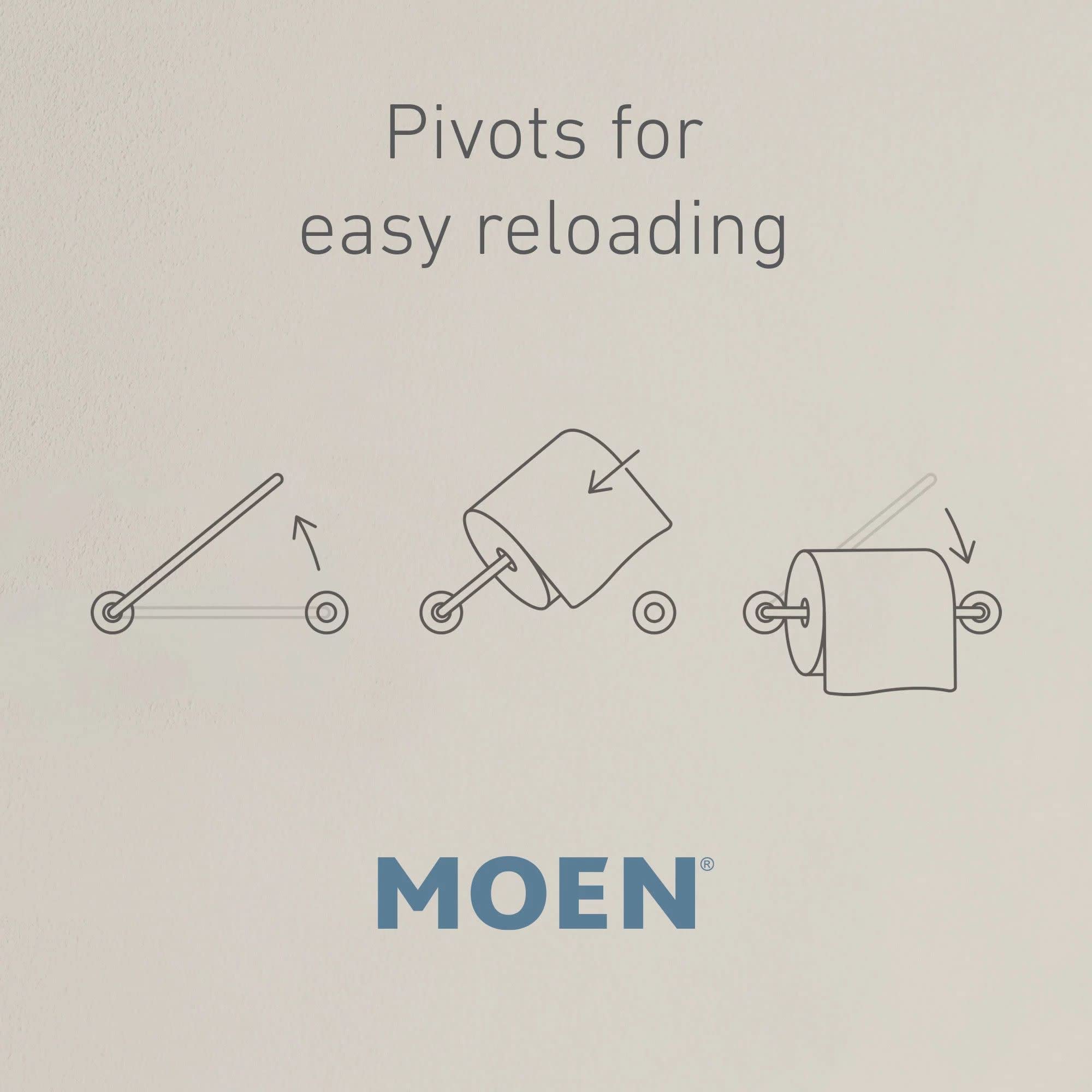 Moen YB5208BN Wynford Double Post Pivoting Toilet Paper Holder, Brushed Nickel - Durable Bathroom Tissue Dispenser for Modern Homes & Commercial Spaces