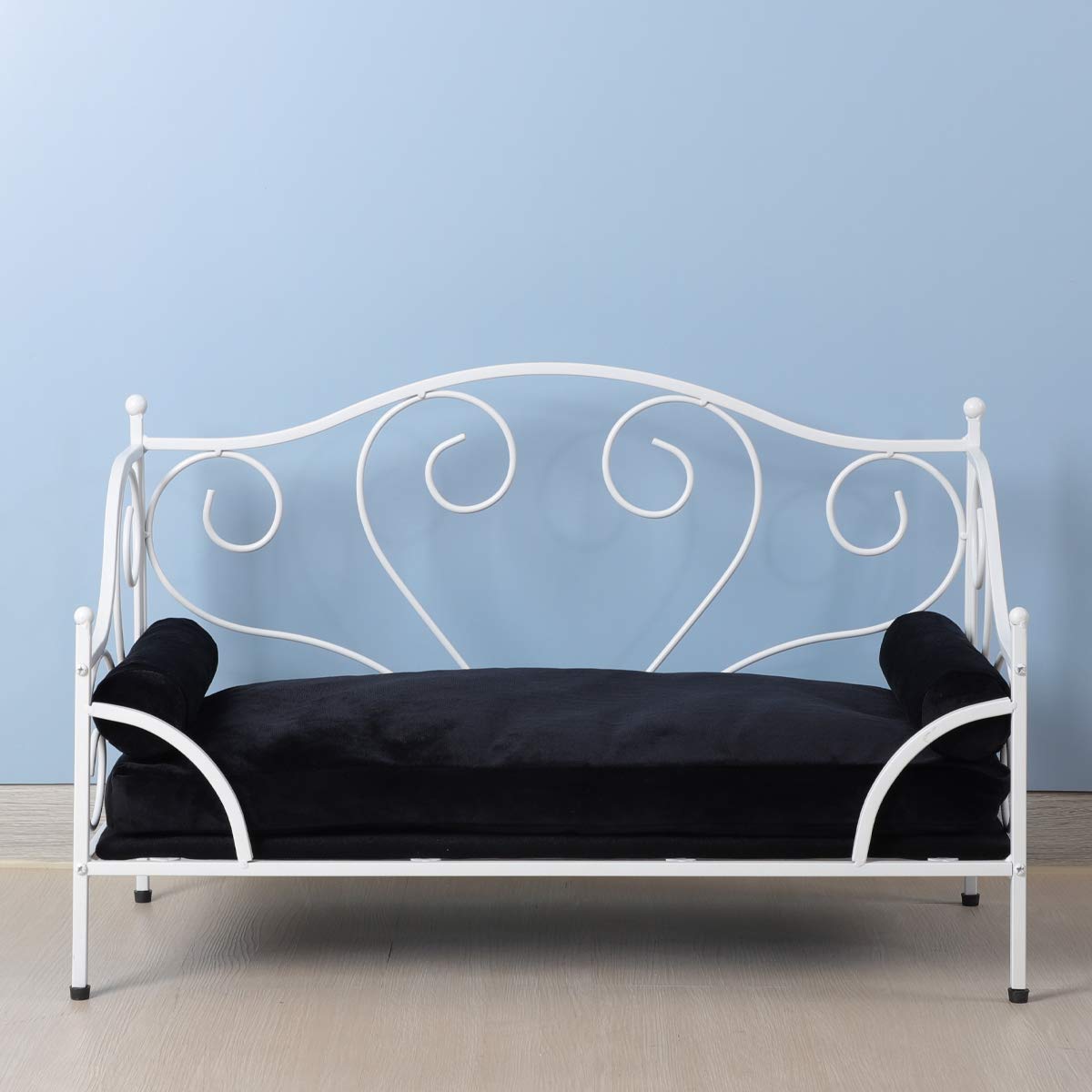 Premium Dog Sofa Bed with Removable Thick Cushion - White Metal Frame Pet Bed for Small Dogs - Breathable Summer Design - Perfect for Living Room, Bedroom & Pet-Friendly Spaces (White)
